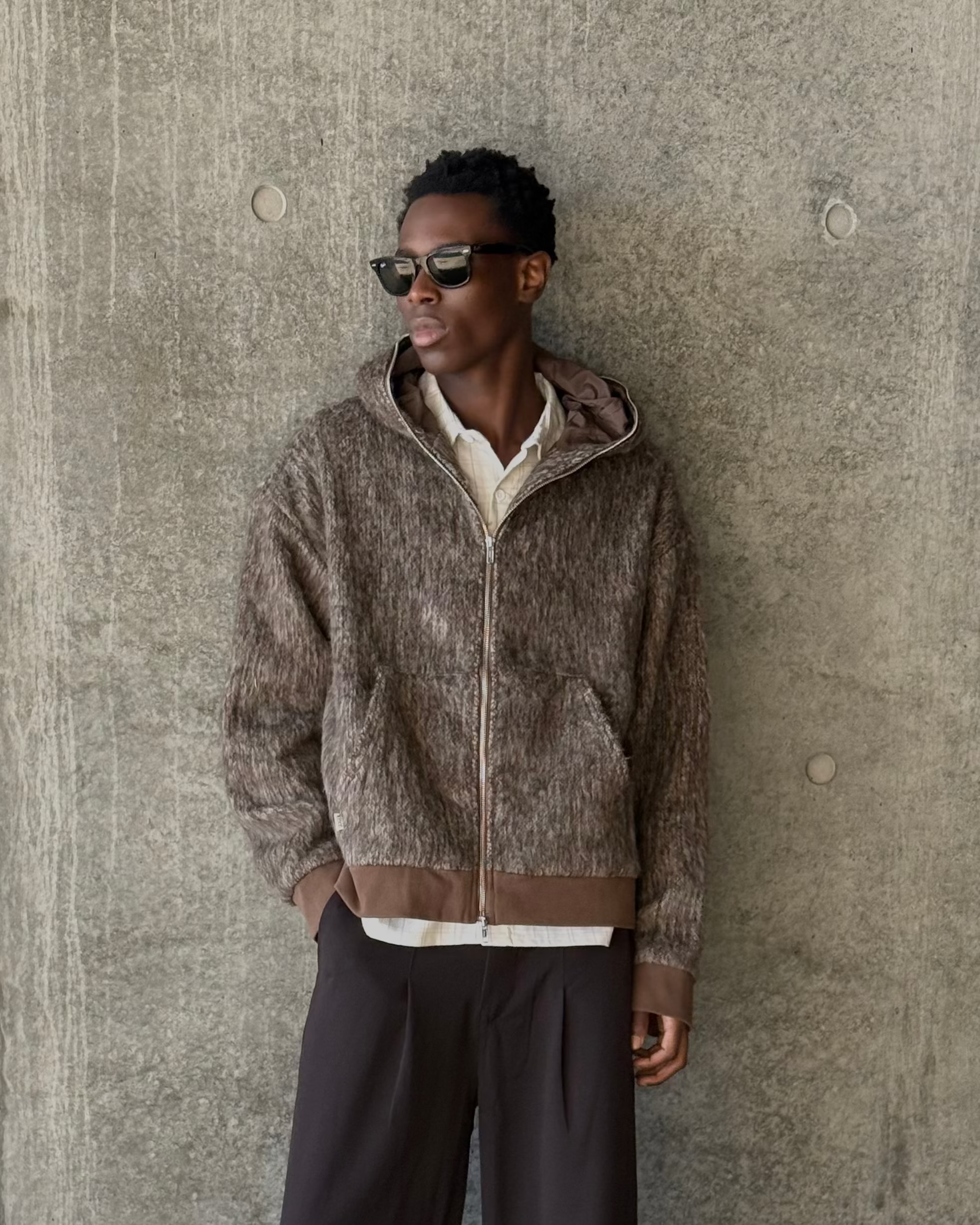 Fuzzy Hoodie Brown